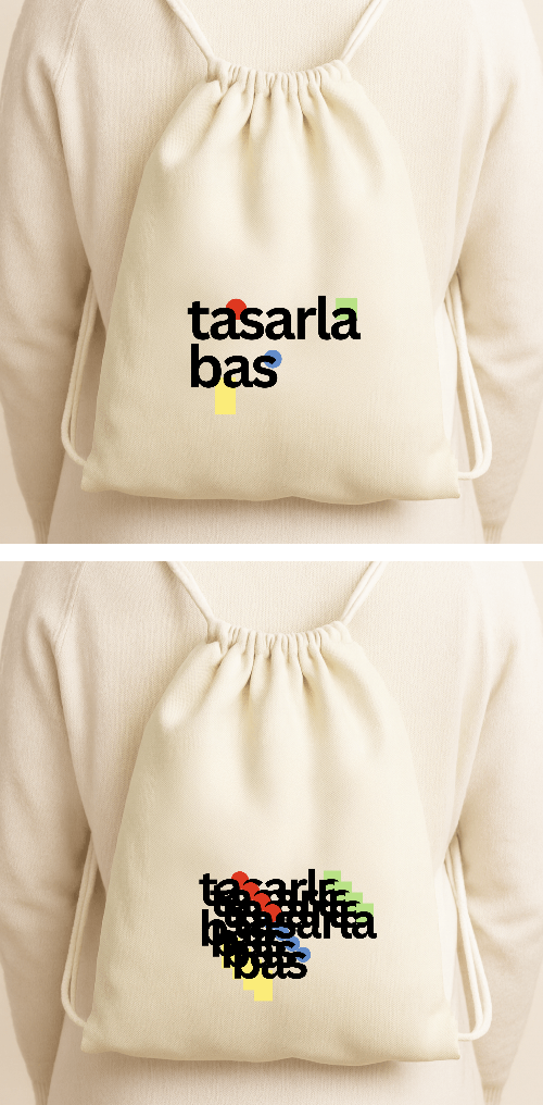Tasarlanabilir Bez Büzgülü Çanta (Özelleştirilmiş)