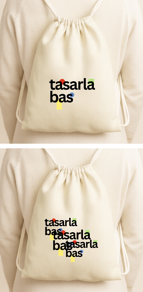 Tasarlanabilir Bez Büzgülü Çanta (Özelleştirilmiş)