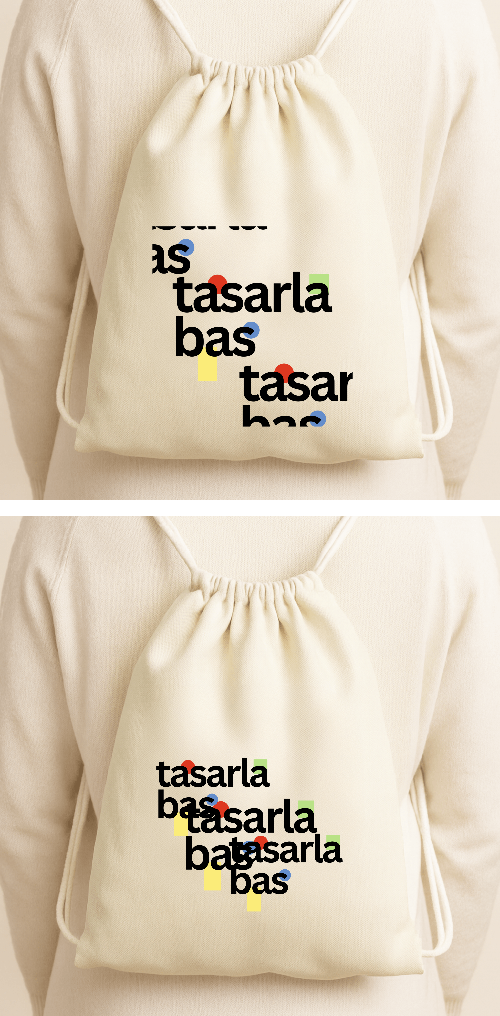 Tasarlanabilir Bez Büzgülü Çanta (Özelleştirilmiş)