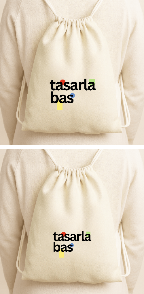 Tasarlanabilir Bez Büzgülü Çanta (Özelleştirilmiş)