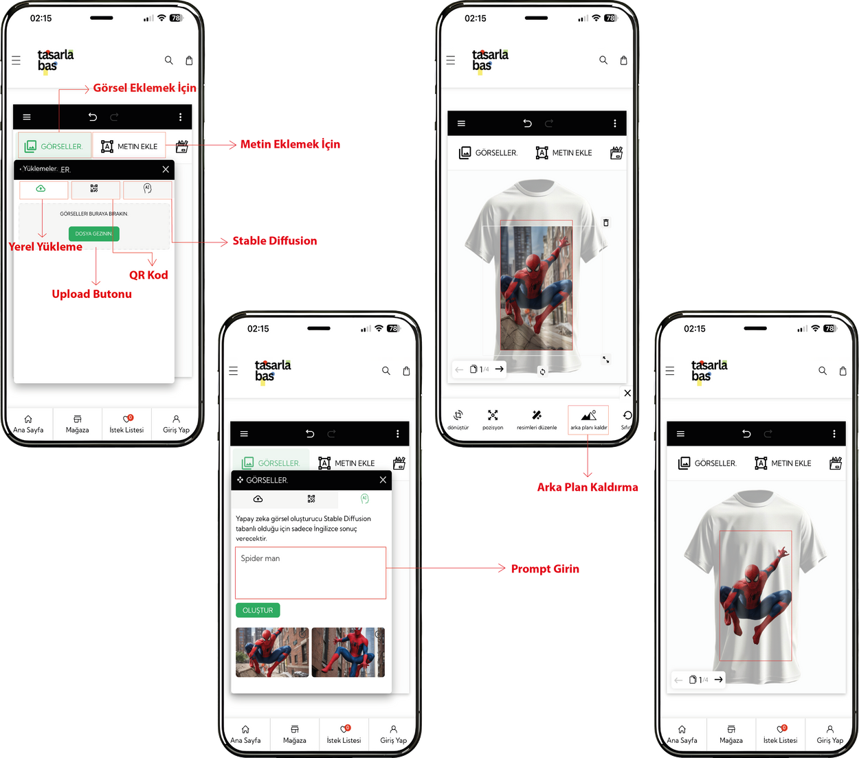 Tasarla Bas ile kişiselleştirilmiş ürün tasarlama ekran görüntüsü